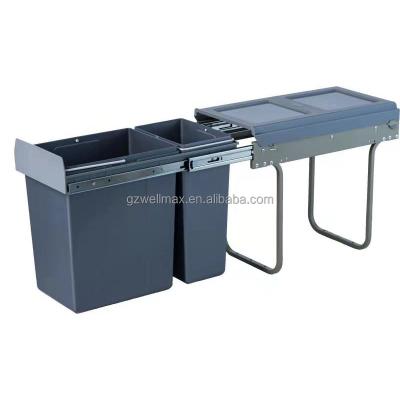 China Modern Manufacturer Wholesale Soft Close Press Wellmax Open Trash Can Slip Pull Out Buffet Waste Plastic Bin for sale