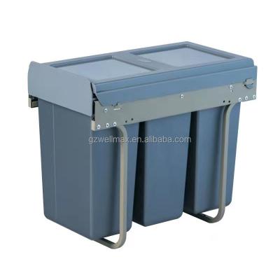 China CanMounted Modern Kitchen Waste Plastic Folding Waste Bin Sideboard Door Bin Gray Portable Trash for sale