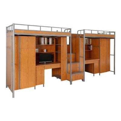 China KD structure Double Layer Metal Bunk Bed Frame With Desk for sale