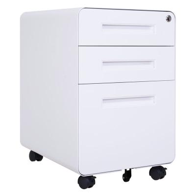 China ODM 3 Drawer Nightstands 0.02cbm Metal Mobile Pedestal For Stuff Room for sale