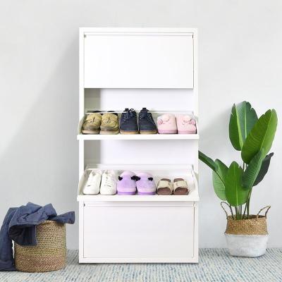 China Living room sliding door shoe rack white shoe storage cabinet for sale