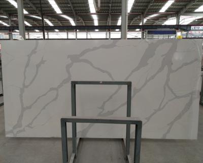 China Modern Imitated Marble 3200x1600mm Calacatta Nuvo White Super Veins Slab Quartz Stone Buyer for sale