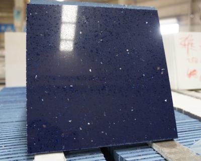 China Modern Outdoor Blue Sparkle Mirror Stain Quartz Stone Quartz Countertops for sale