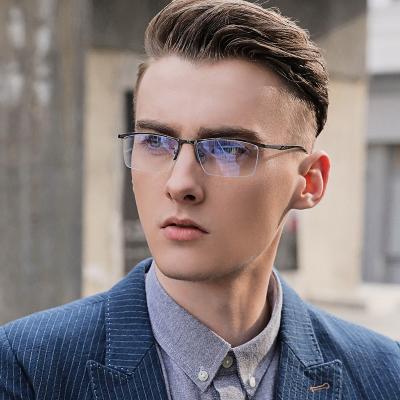 China Playing Game Working New Arrival Blue Light Half Rim Eyewear Glass Learing Fashion Optical Frame Men Business Men for sale