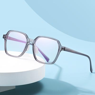 China 2021 Fashionable Anti Ray Optical Glasses Acetate Blue Square Polygon Anti Logo Optical Frames Custom Made Light Blue Glasses for sale