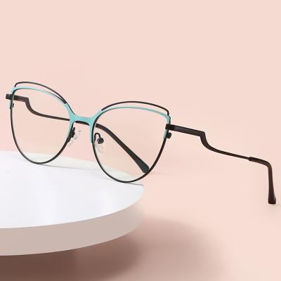 China 2021 New Fashion UV400 Anti Round Glasses Frames Women Creative Cat Eye Glasses Fashion Frames for sale