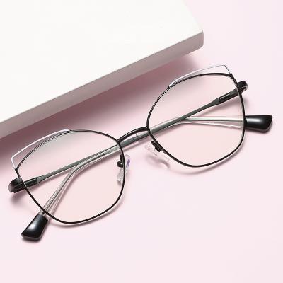 China Anti UV400 Hollowed Out Metal Frame Glasses For Blue Light Blocking Multicolor Choices LOGO Design Custom Eyeglasses Glass Women's RTS for sale