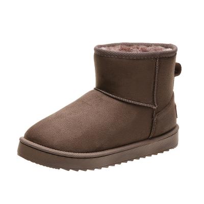 China Round 2022 Hot Sale Faux Fur Round Top Comfortable Thick Plush Flat-Heel Low-tube Gray Goat Warm Snow Boots for sale