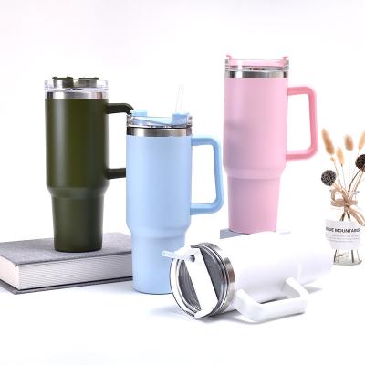 China Viable The First Generation Insulated Travel Mug 40oz Stainless Steel Tumbler With Handle And Straw Lid for sale