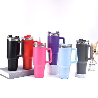 China Sustainable Hot Selling 40oz The First Generation Insulated Travel Mug Stainless Steel Tumbler With Handle And Straw Lid for sale