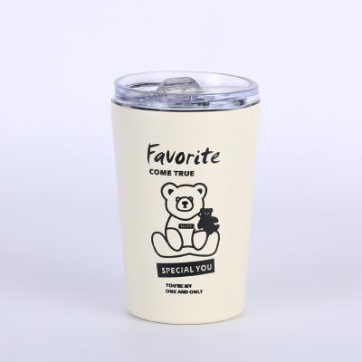 China Viable New Design Cute Bear Classic Coffee Mug Printed Thermal Tumbler With Clear Lid for sale