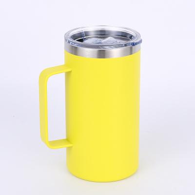 China Modern Custom 16oz Double Wall Vacuum Insulated Car Mug Tumbler Vacuum Mug Stainless Steel Powder Coated Thermal Coffee Mug With Lid for sale