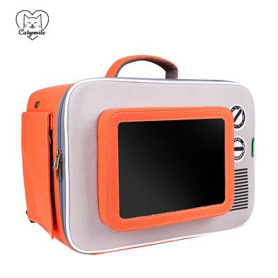 China Cats Vintage TV Design Pet Carrier Transparent Luxury Cat Carrier For Outdoor Use Backpack for sale