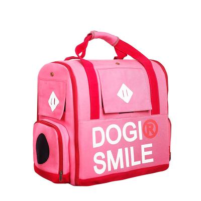 China Luxury Canvas Dogs Backpack For Dogs Medium Designer Function Cat Backpack Foldable Pet Carrier for sale