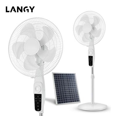 China Official Langy Remote Control Support Customized 16 Inch DC 12V Solar Rechargeable Fan With Night Light for sale