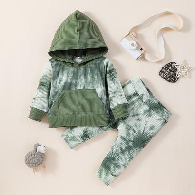 China 2021 New Vintage Style Sweater Pants Girl Clothes Set Cotton Pit Hooded Suit 2 Piece Tie Dye Girl Suit for sale