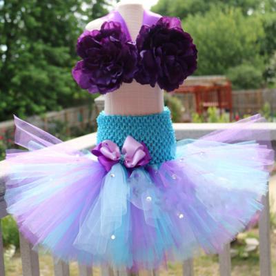 China Halloween Movie Dress Morden Style Baby Mermaid Party Cloth Flower Girl Big Blue and Purple Theme Tulle Kid Tutu Dresses for sale