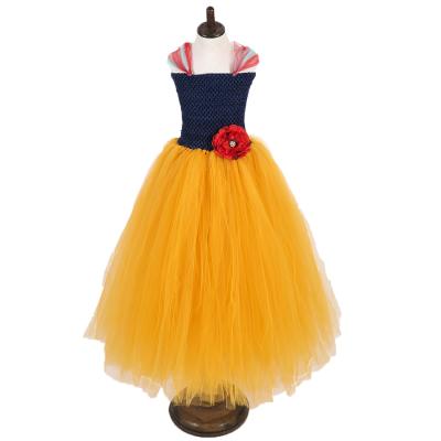 China Breathable Long Tulle Fashion Kids Clothes Princess Yellow Snow White Sleeveless Girl Tutu Dress For Teens Girls for sale