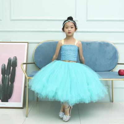 China Popular Breathable Princess Jasmine Girl Tutu Dress Cosplay Amazon Costume Washable Blue Tulle for 2-12years for sale