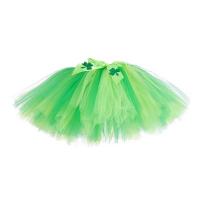 China Breathable St Patrick's Day Kids Party Ball Gown Green Tulle Clover Girl Tutu Skirt for sale