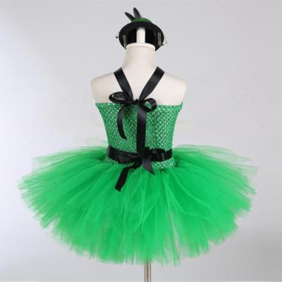 China Kids St Patrick's Day Girl's Sleeveless Fluffy Green Skirt Sleeveless Washable Tutu Dress With Hat for sale