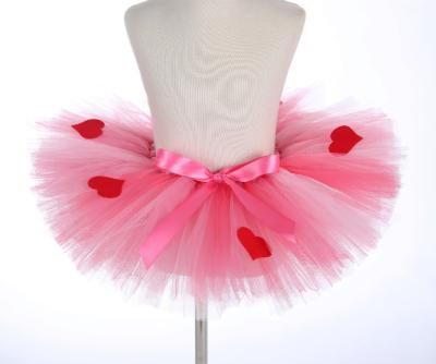 China Wholesale Breathable Pink Heart Decoration Little Girls Skirts Kids Valentine's Day Costume Tutu Skirts For Girls for sale