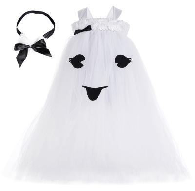 China Halloween Kids Stage Performance Cosplay Elf Sleeveless Costume Dress Up Ghost Clothes Girl Tulle Dress for sale