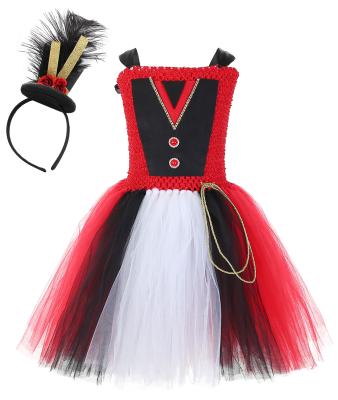 China 2022 Handmade Halloween Cosplay Character Costume Kids Girl Breathable Tulle Chiffon Tutu Dress With Cute Hat for sale