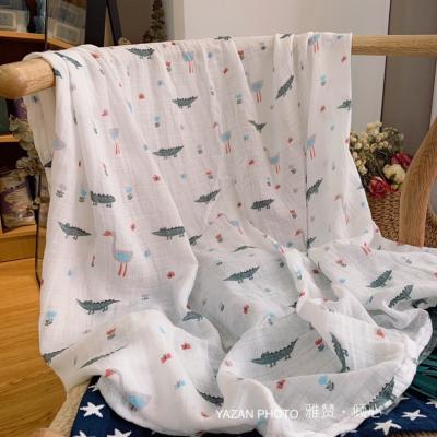 China New Wearable Fashion 2 Cute Prints Layer 70% Soft 70% Cotton Fabric Bamboo Organic Muslin 30% Infant Baby Wrap Wrap Blanket for sale