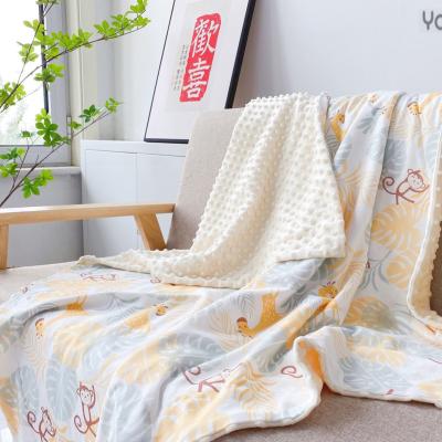 China 100% Organic High Quality Polyester Dot Super Soft Minky Baby Blanket PORTABLE for sale