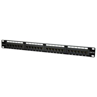 China Network Cabling System Patch Panel 19 Inch Utp Cat6 24 Left Black Steel Color Original Material Network Size for sale