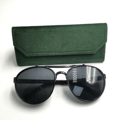 China Dark Green Promotion Hand Made Custom Logo Luxury Soft Case Glasses Case for sale