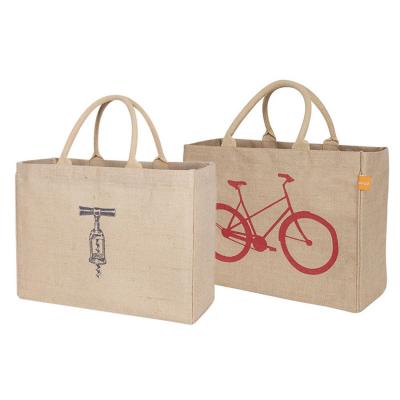 China Eco-Friendly Logo Custom Eco Reusable Cloth Carrying Gift Bags Women Beach Hand Tote Laminated Grocery Shopping Handbags Jute Promotional Bag for sale