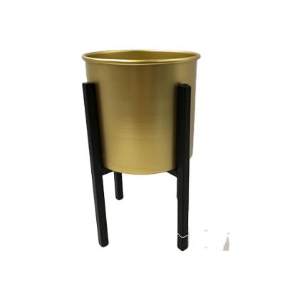 China Modern Indoor Decor Gold Round Wrought Iron Flower Pot Holders for sale