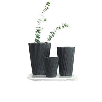 China Modern Black Glazed Ceramic Decoration Flower Potted Plant Planter for sale