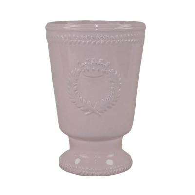 China Wholesale Modern Rose Color Ceramic Flower Vase Pot With Stand for sale