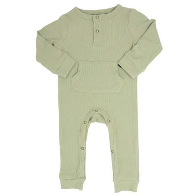 China High Quality Soft Bamboo Ribbed Rompers With Pocket Toddler Infant Snap Button Long Sleeve Rompers for sale