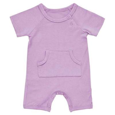 China High Quality Soft Rayon Bamboo Rompers One Piece Baby Boy Snap To Button Short Sleeve Rompers for sale