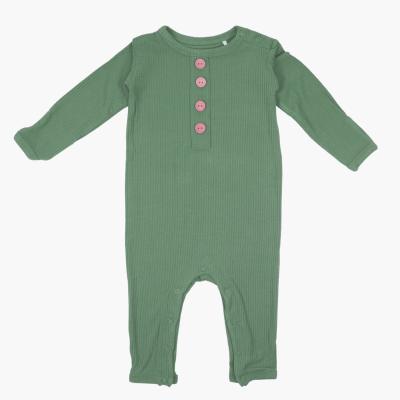 China Solid Color High Quality Bamboo Squishy Baby Clothes Baby/Toddler Ribbed Long Sleeve Jumpsuit for sale