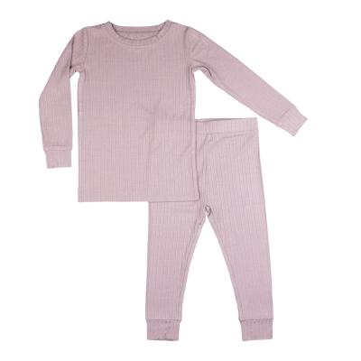 China 5%Spandex Breathable Bamboo Squishy Sleepwear Solid Color 95% Infant Toddler Ribbed Pajamas Two Piece Set for sale