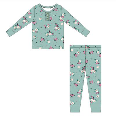 China New Breathable Summer Toddler Sleepwear Bamboo Squishy Infant Girl Ruffled Two Piece Pajamas for sale