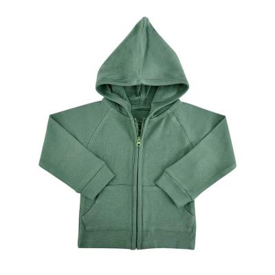 China Anti-Shrink Knitted Hooded Baby Sweater Outfits Solid Color Jacket Zip Up Hooded Coats for sale