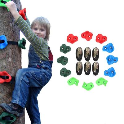 China Rock Climbing 12 Climbing Tree Climbing Holds For Kids With Sturdy 6 Ratchet Straps Adult Climbing Rocks For Outdoor Playground Training for sale