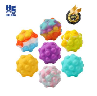 China Food Grade Silicone 3D Decompression Bubble Grip Ball Bouncy Push Relax Push Button Sensory Sound Ball Toys for sale