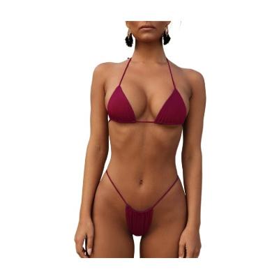 China New summer women's sexy bikini low waist simple sexy swimwear QUICK DRY thong 2 piece swimsuit for sale