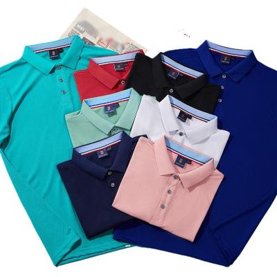 China Wholesale Anti-Wrinkle Cotton Solid Color Men's POLO Shirt Advertising Short Sleeved T-shirt Stain Cool Cloth Silk Knitted Casual Wear for sale