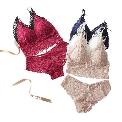 China Breathable Plus Size Bra And Panties Large Size And Lace Lingerie Ladies Padded Bra And Bikini Bra Set Print Women Sexy Adults Knitted for sale