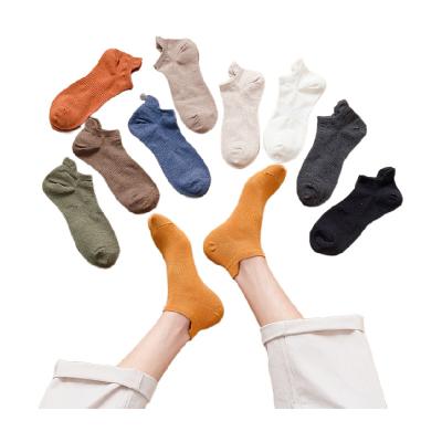 China Wholesale Anti-Fault Men Knitted Cotton Ankle Socks Solid Color Men Breathable Boat Socks for sale