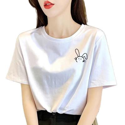 China Anti-Wrinkle Printed Casual Women's T-shirt High Quality Cotton Flat Graphic All Loose Plus Size T-shirt Women for sale