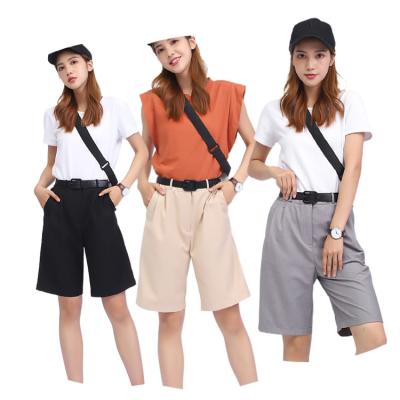 China Custom Fashion Simple Casual Comfortable Five-point Suit Anti-wrinkle Summer Straight Women's Breathable Shorts for sale